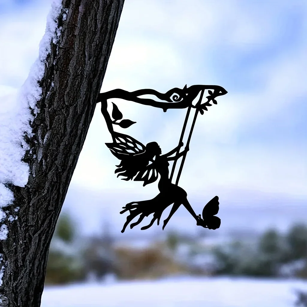 Swing Elf On Branch Steel Silhouette Metal Wall Art Home Outdoor Garden Yard Patio Statue Stake Decoration Perfect for Birthdays 
Swing Elf On Branch Steel Silhouette Metal Wall Art Home Outdoor Garden Yard Patio Statue Stake Decoration Perfect for Birthdays