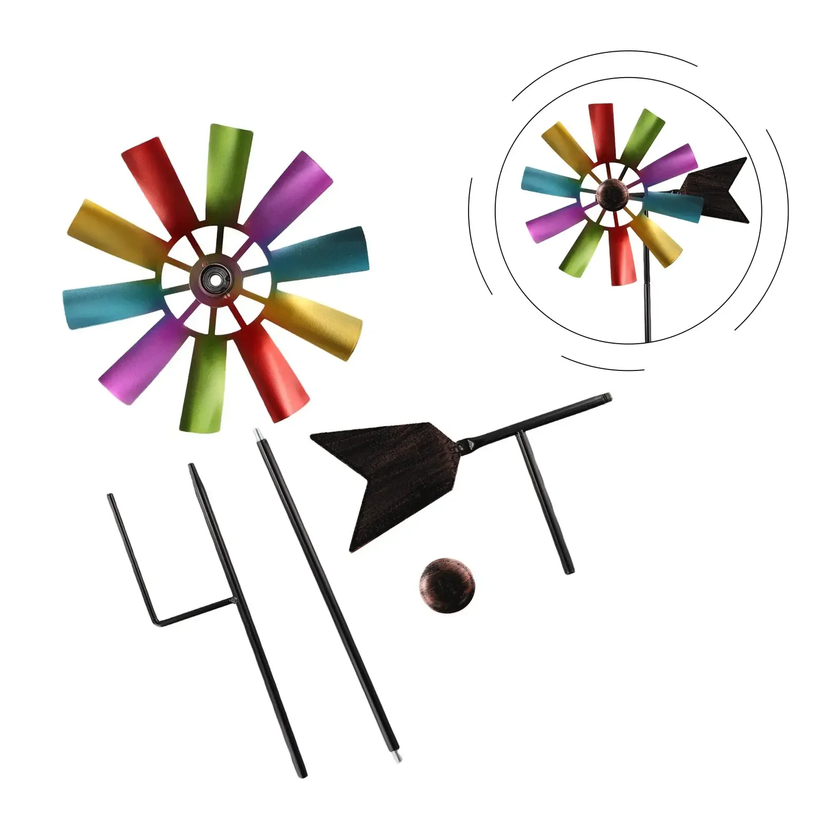 Durable Windmill Wind Spinner Stake Wind Sculpture Yard 73cm Balcony Garden Decoration Metal Multicolor Ornament
Durable Windmill Wind Spinner Stake Wind Sculpture Yard 73cm Balcony Garden Decoration Metal Multicolor Ornament
