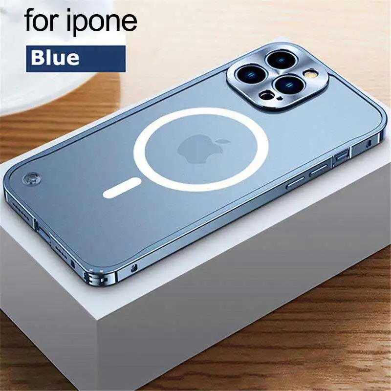 Metal Border Shockproof Phone Case For iPhone 12 13 14 Pro Max For Magsafe Wireless Charging Aluminium Frosted translucent Cover
Metal Border Shockproof Phone Case For iPhone 12 13 14 Pro Max For Magsafe Wireless Charging Aluminium Frosted translucent Cover