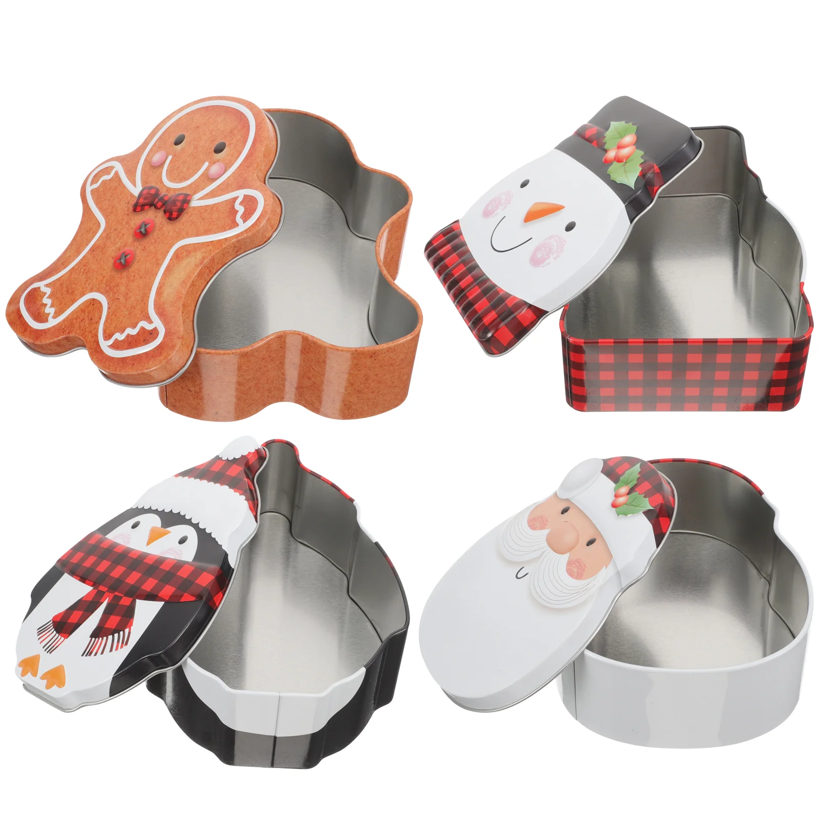 

Christmas Cookie Tins Santa Claus Snowman Candy Biscuits Box Tinplate Cookie Containers Xmas Bakery Treat Boxes Xmas Holiday