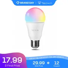 Teckin Alexa Google Home WiFi RGB LED Smart Bulb Voice Remote Control Timer with E26 A19 Multi-Color Dimmable Lights 7.5W 800LM
Teckin Alexa Google Home WiFi RGB LED Smart Bulb Voice Remote Control Timer with E26 A19 Multi-Color Dimmable Lights 7.5W 800LM