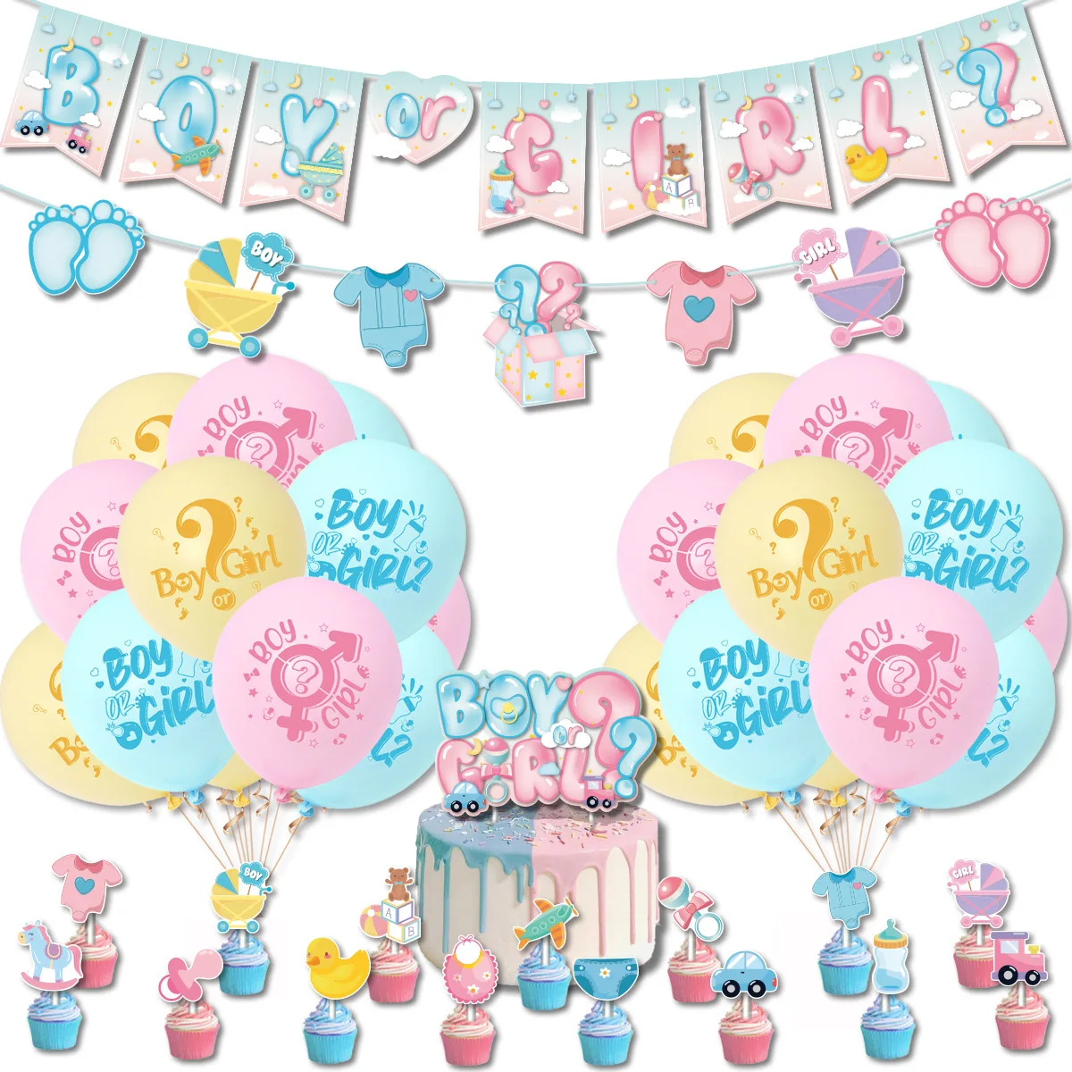 Gender reveal theme party decoration, boy and girl, flag pulling balloon set, baby shower, birthday party supplies
Gender reveal theme party decoration, boy and girl, flag pulling balloon set, baby shower, birthday party supplies