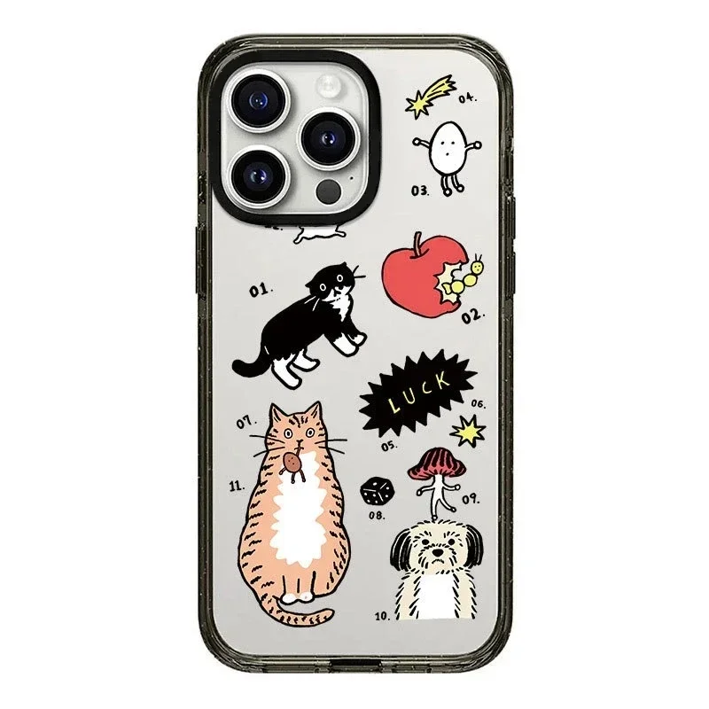 

2.0 Version Acrylic Upgrade Border Black Cat Strawberry Phone Case Cover for IPhone 11 12 13 14 15 Pro Max Case for IPhone 15