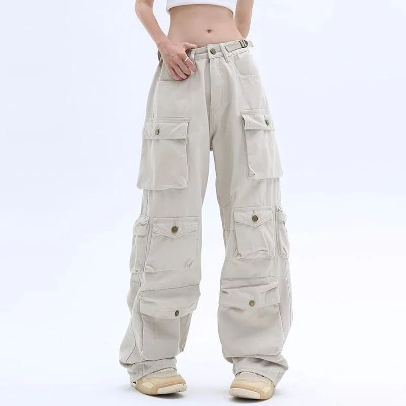 American Style Hip Hop Women Cargo Pants High Waist Multi Pocket Bf Loose Straight Trousers Harajuku Streetwear Wide Leg Pants
American Style Hip Hop Women Cargo Pants High Waist Multi Pocket Bf Loose Straight Trousers Harajuku Streetwear Wide Leg Pants