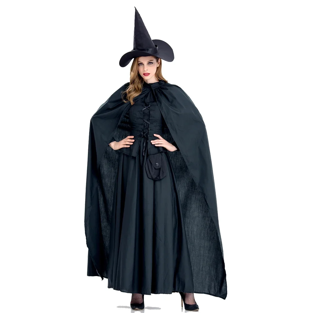 Adult Women Halloween Witch Gothic Costume Long Robe Dress Black Cosplay Vintage Cloak Fancy Outfit For Girls S-XL Plus Size
Adult Women Halloween Witch Gothic Costume Long Robe Dress Black Cosplay Vintage Cloak Fancy Outfit For Girls S-XL Plus Size