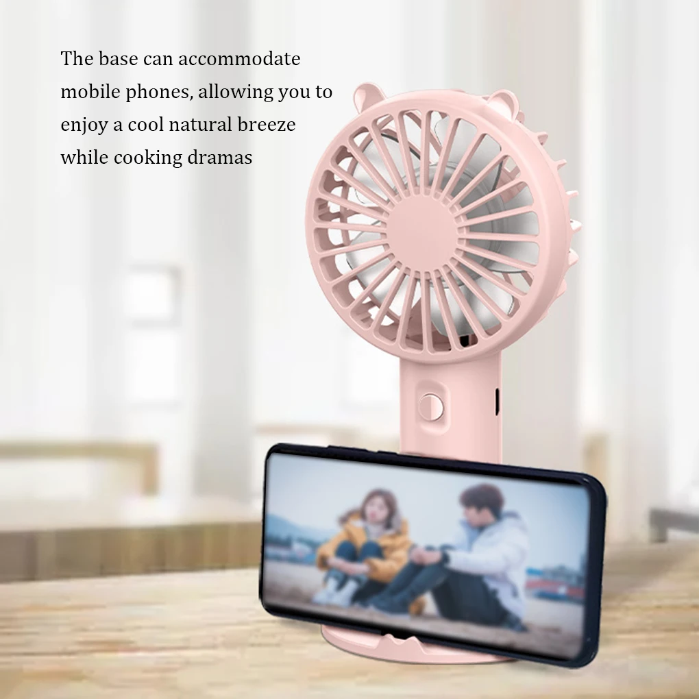 

Summer Portable Mini Handheld Fan USB Rechargeable Fans Desk Fan Small Mute Cooler for Outdoor Dorm Office Mobile Phone Holder