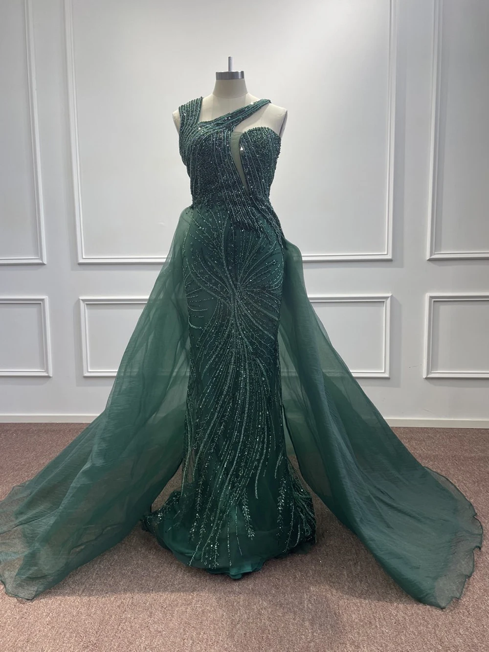 One Shoulder Sequined Tulle Evening Dresses Dark Green Beading Pearls Mermaid Luxury Arabic Formal Party Prom Gowns Vestidos
One Shoulder Sequined Tulle Evening Dresses Dark Green Beading Pearls Mermaid Luxury Arabic Formal Party Prom Gowns Vestidos