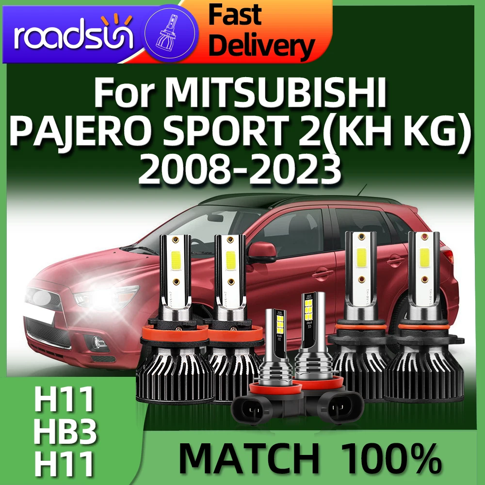 

6Pcs LED Car Headlight 38000LM Fog Lamp Kit H11 HB3 For MITSUBISHI PAJERO SPORT 2 KH KG 2008 2009 2010 2011 2012 2013 2014-2023