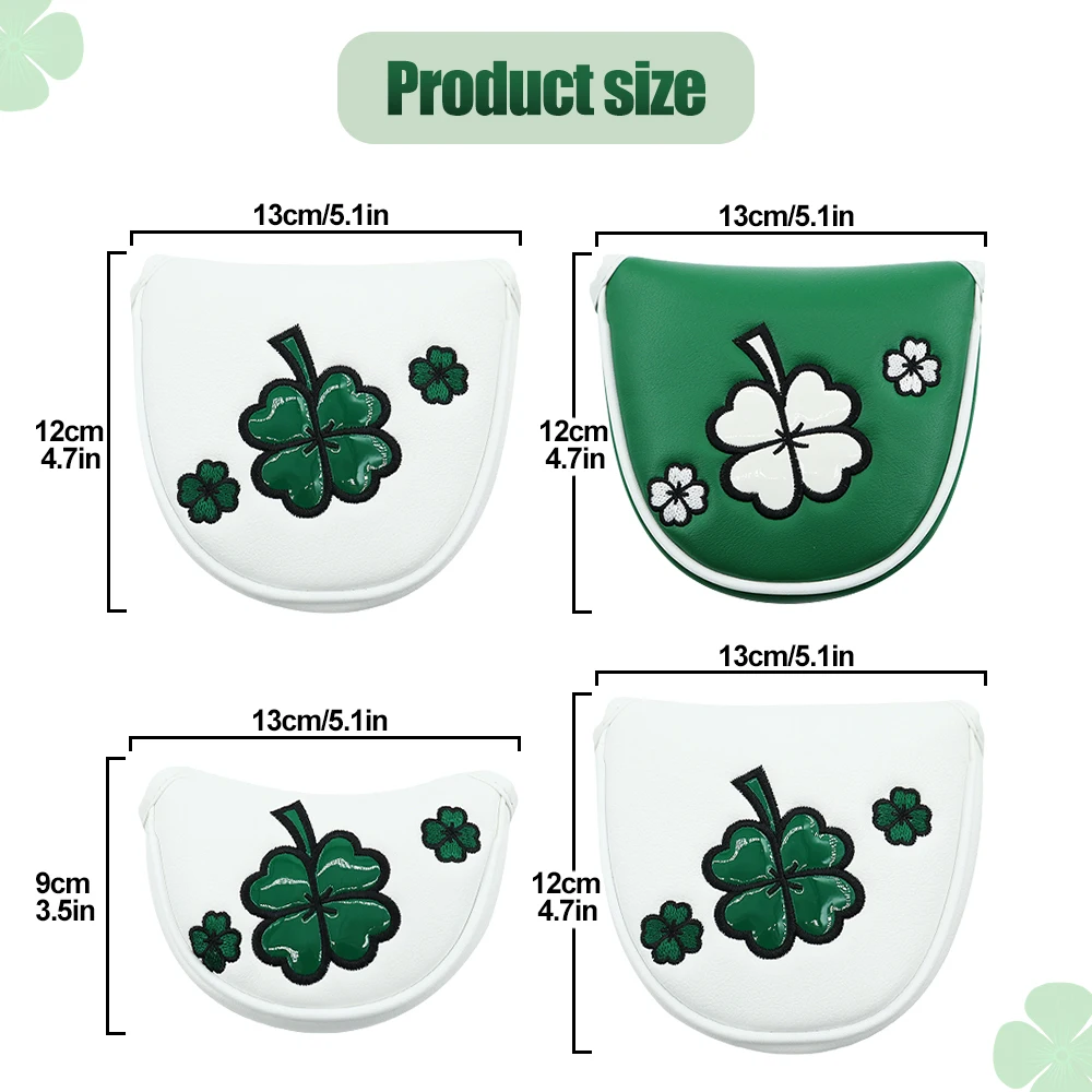 Golf Mallet Putter Cover Four Leaf Clover Pattern Golf Headcover Magnetic Closure Golf Club Covers Golf Accessories Supplies Golf Mallet Putter Cover Four Leaf Clover Pattern Golf Headcover Magnetic Closure Golf Club Covers Golf Accessories Supplies