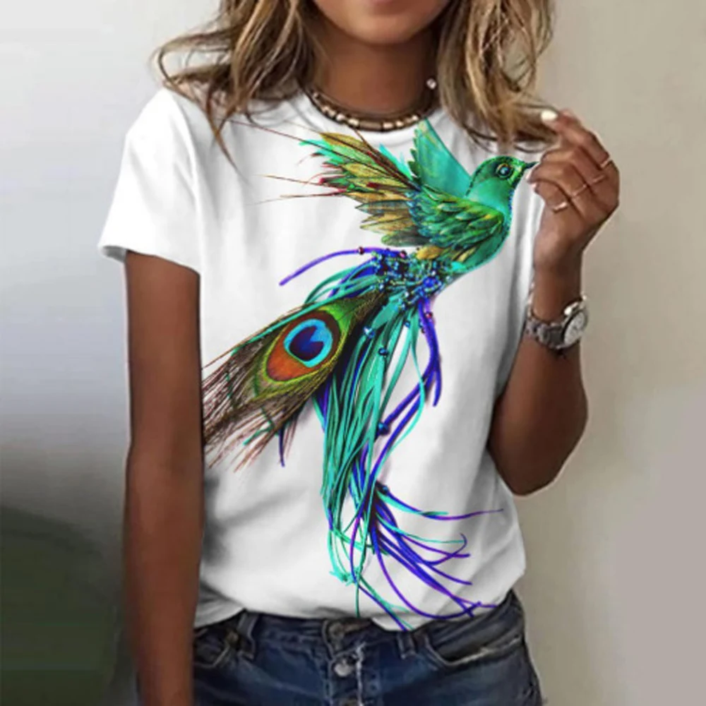 Retro Women's T-Shirt Summer O-Neck Short Sleeve Tee Casual Harajuku Peacock Print T Shirt for Women Streetwear Pullover Tops
Retro Women's T-Shirt Summer O-Neck Short Sleeve Tee Casual Harajuku Peacock Print T Shirt for Women Streetwear Pullover Tops