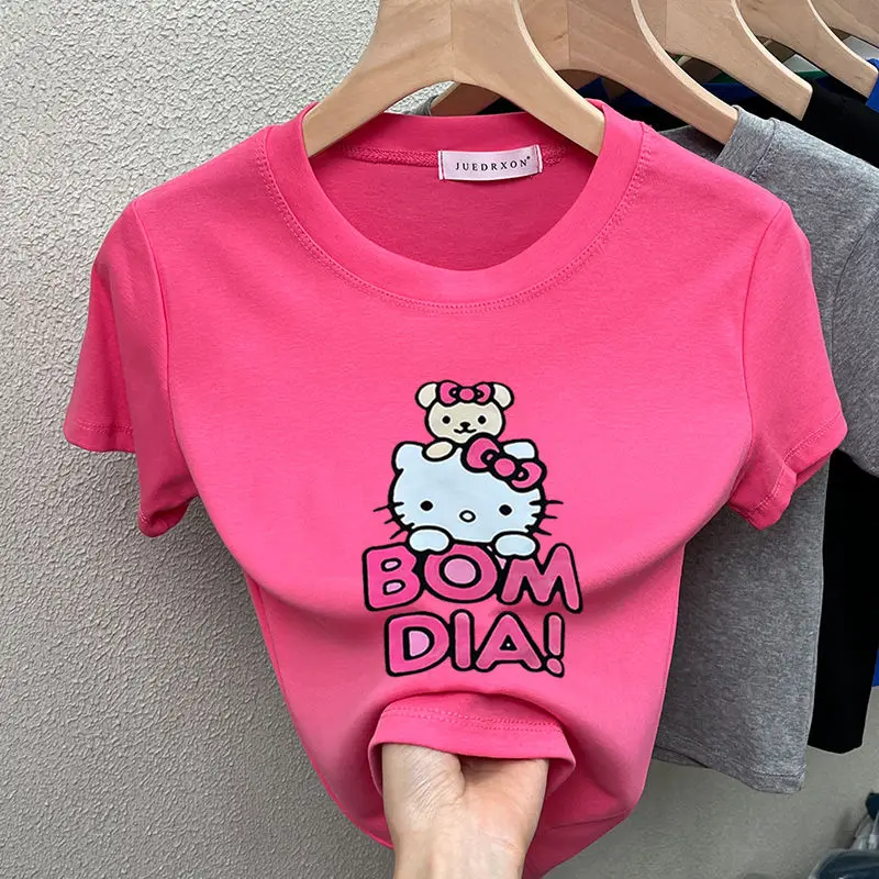 Sanrio Hello Kitty Cotton Short Sleeves Kawaii Close Friend Outfit Summer Fashion Cartoon T-Shirt Women's Slim Fitting Short Top
Sanrio Hello Kitty Cotton Short Sleeves Kawaii Close Friend Outfit Summer Fashion Cartoon T-Shirt Women's Slim Fitting Short Top