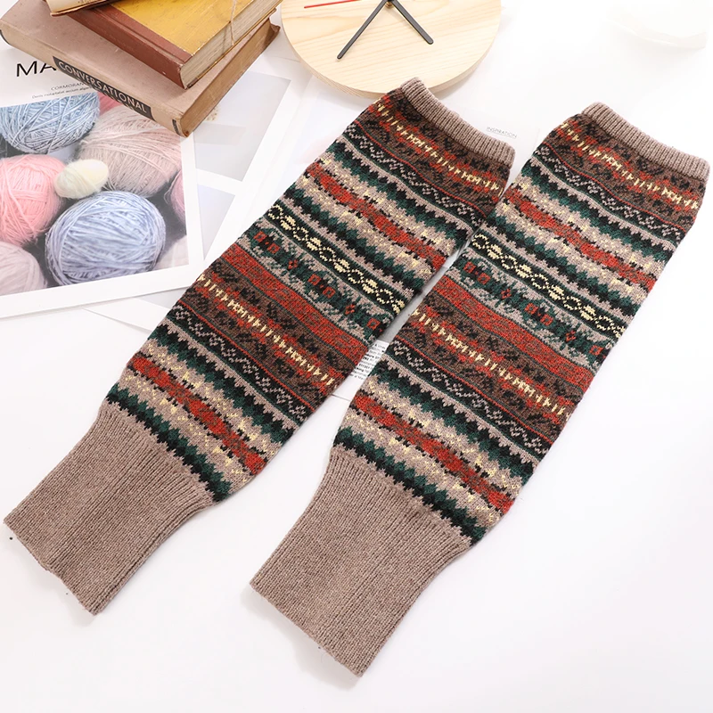 

2023 New Winter Over Knee Long Knit Cover Crochet Women Leg Warmers Legging Warm Striped Christmas Pierna Mujer Thigh Legwarmers