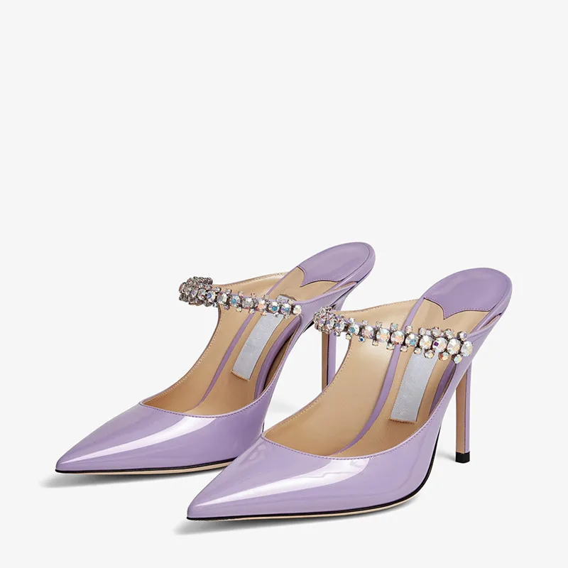 Pointed Rhinestone Sandals And Slippers Patent Leather One Band Pointed Toe Thin Heels Wedding Banquet Women Shoes for Woman
Pointed Rhinestone Sandals And Slippers Patent Leather One Band Pointed Toe Thin Heels Wedding Banquet Women Shoes for Woman
