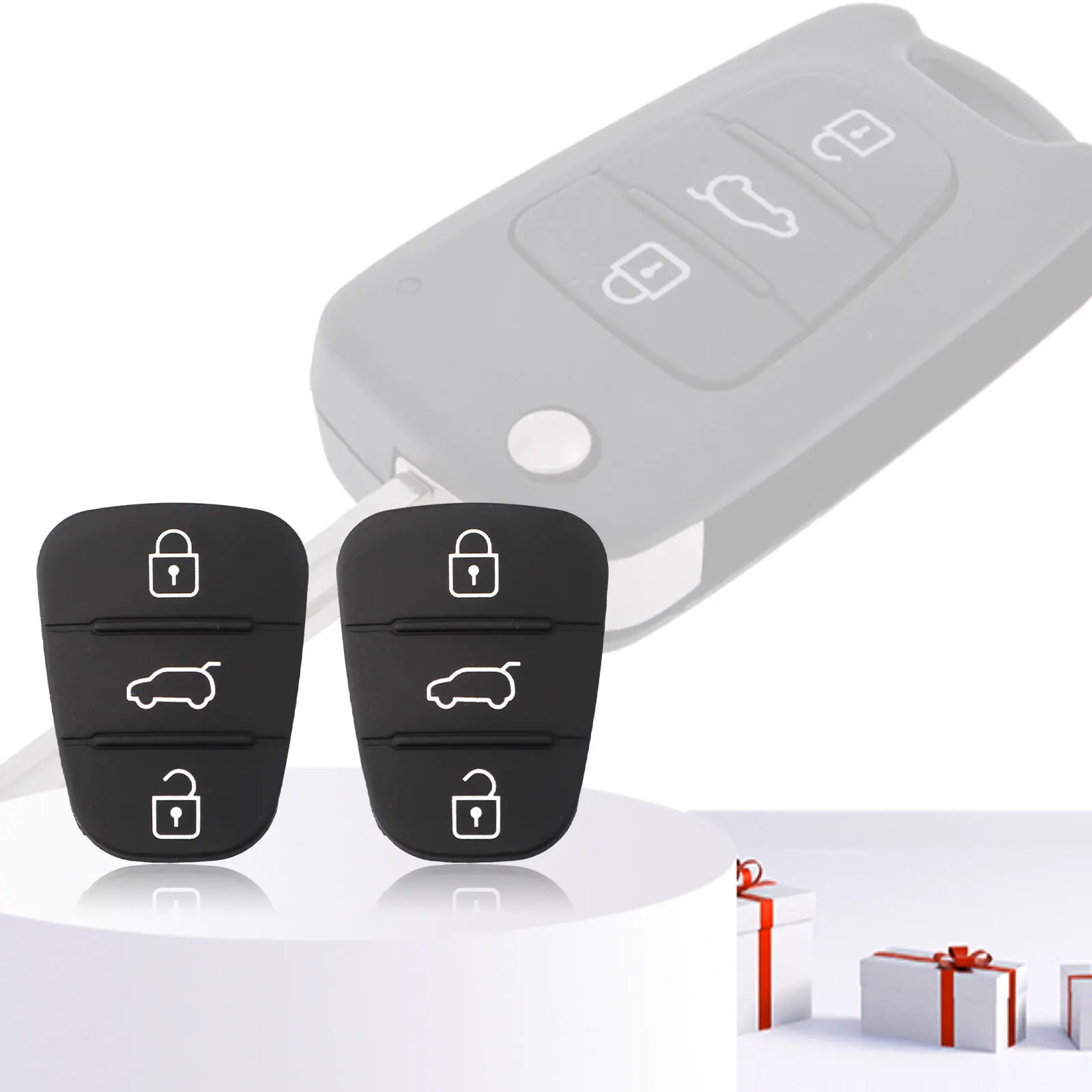 2 Pieces 3 Buttons Rubber Button Pads For Hyundai I10 I20 I30 For KIA CEE'D CAR 2012 Black Rubber Replacement Rubber Key Pads
2 Pieces 3 Buttons Rubber Button Pads For Hyundai I10 I20 I30 For KIA CEE'D CAR 2012 Black Rubber Replacement Rubber Key Pads