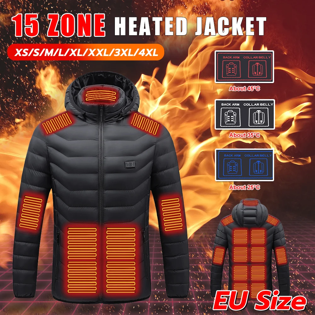 15 Areas Heated Jacket for Men Women Winter Outdoor Adjustable Heating Coat USB Powered Thermal Coat for Skiing Camping EU Size
15 Areas Heated Jacket for Men Women Winter Outdoor Adjustable Heating Coat USB Powered Thermal Coat for Skiing Camping EU Size