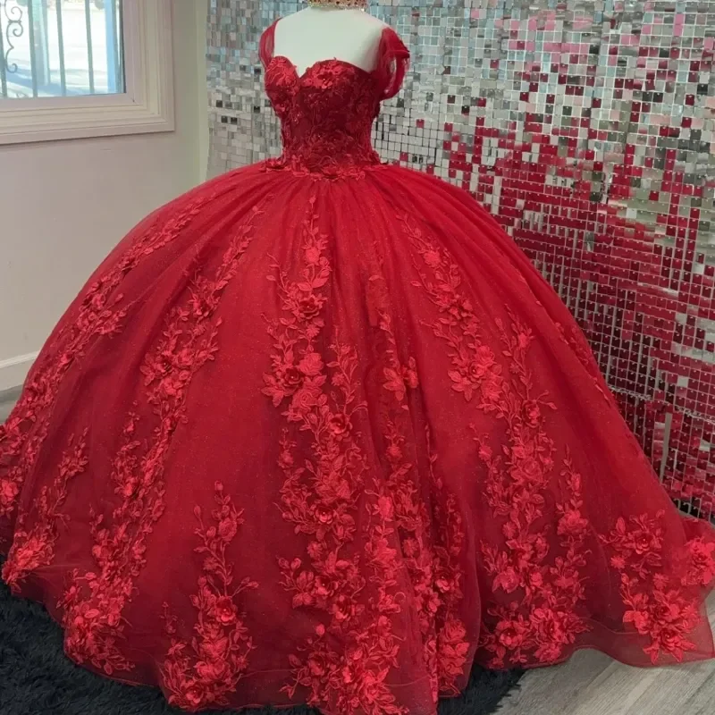 Red Sweetheart Quinceanera Dresses Beads 3D Floral Applique Lace Off the Shoulder Sweet 15 Birthday Party Pageant Gowns
Red Sweetheart Quinceanera Dresses Beads 3D Floral Applique Lace Off the Shoulder Sweet 15 Birthday Party Pageant Gowns