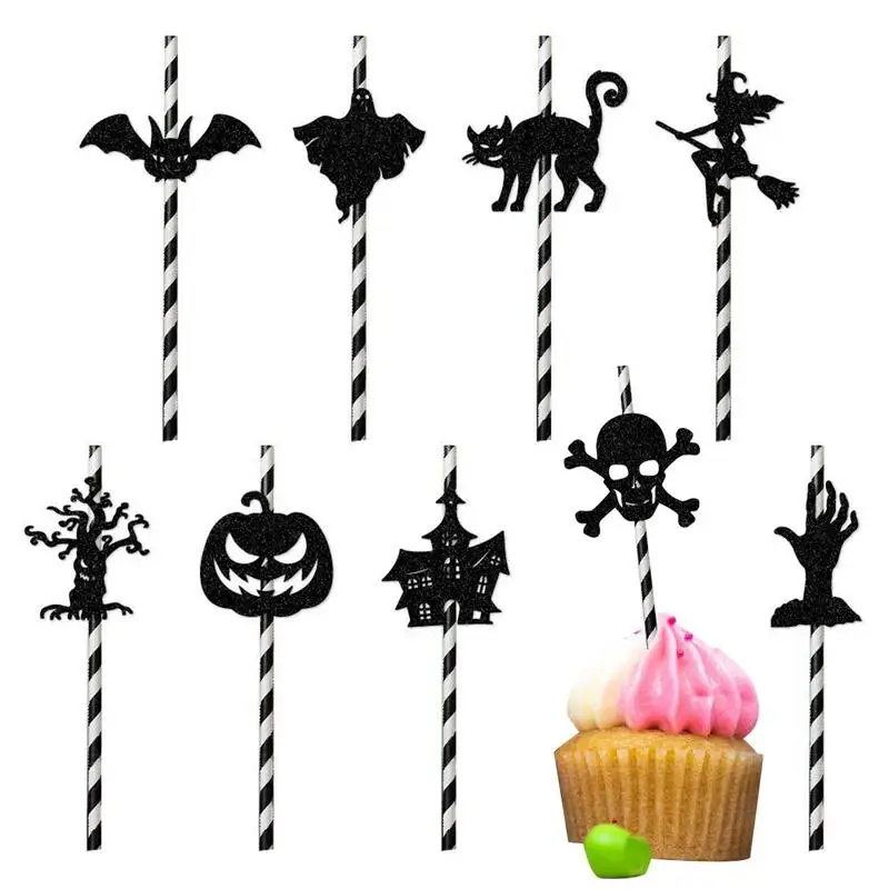 

Decorative Halloween Straws 9pcs Spooky Halloween Straws Drinking Straws Halloween Straw Cupcake Topper For Halloween Party