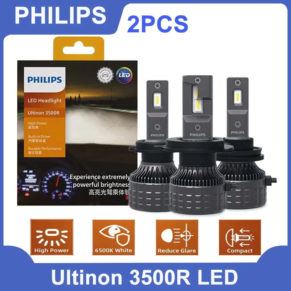 

PHILIPS Ultinon 3500R LED H4 H7 H11 HB3 HB4 HIR2 High Power 30W 2600LM Car Headlight 6500K White 2600LM LED Lamps (2PCS)