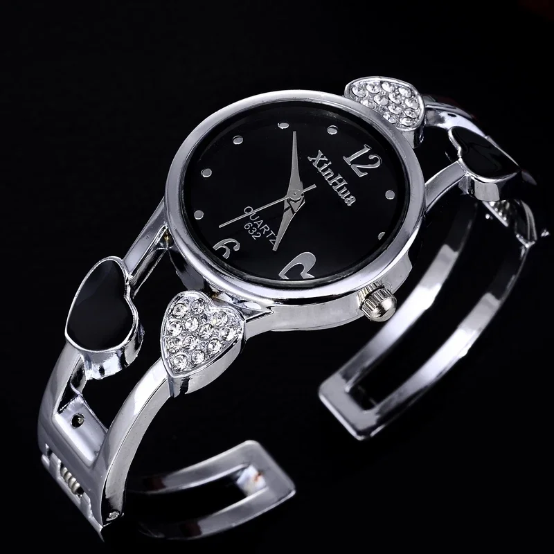 

heart shaped bracelet watch women watches luxury rhinestone women's watches ladies watch steel clock zegarek damski reloj mujer