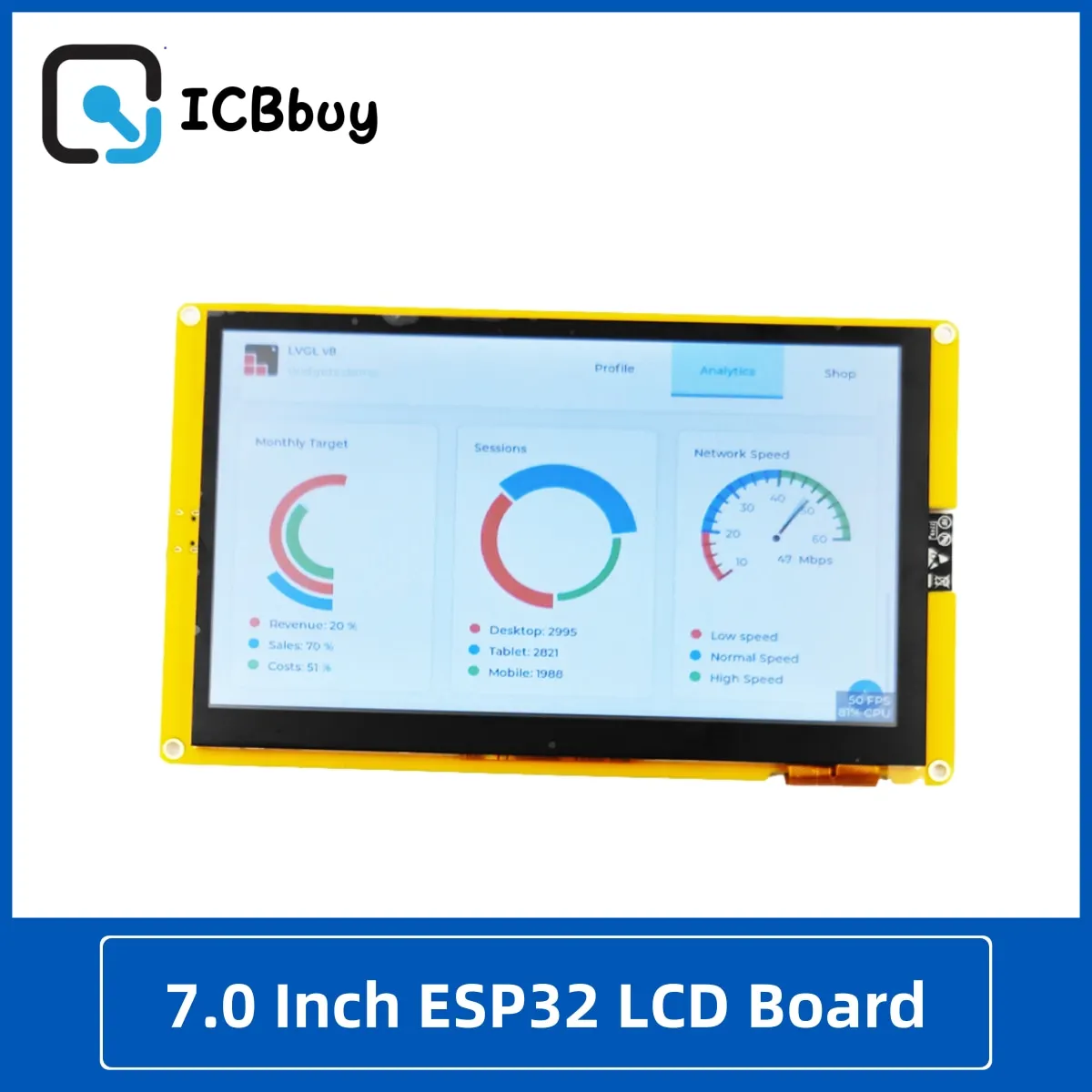 

ESP32-S3 HMI 8M PSRAM 16M Flash Arduino LVGL WIFI&Bluetooth 7 " 800*480 Smart Display Screen 7.0 inch RGB LCD TFT Module