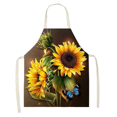 

Pattern Sunflower Cotton Linen Aprons Printed Home Cleaning Cooking Kitchen Apron Cookware Adult Bibs Pinafore Delantal Cocina