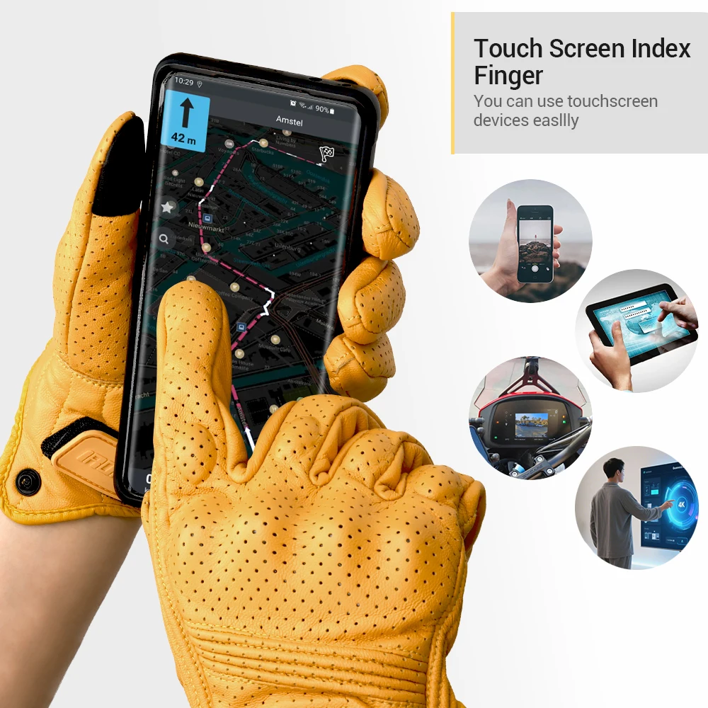 Leather Motorcycle Gloves Summer Breathable Mesh Moto Gloves Touch Function Motorbike Gloves Motocross Off-Road Racing Gloves Leather Motorcycle Gloves Summer Breathable Mesh Moto Gloves Touch Function Motorbike Gloves Motocross Off-Road Racing Gloves