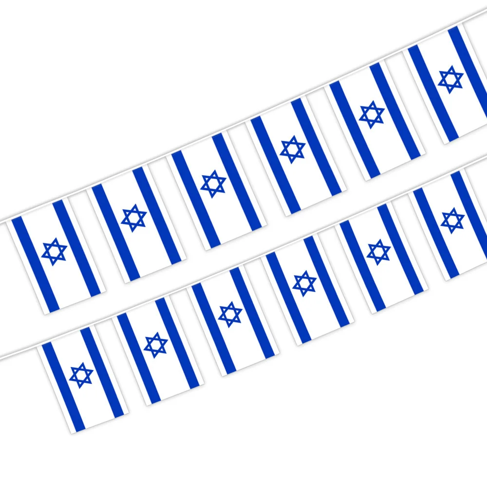 

20Pcs Flags One String National Flag Lines Hang On One Rope Israel Buntings 14*21cm Stream BannerString Israel Banner Flags