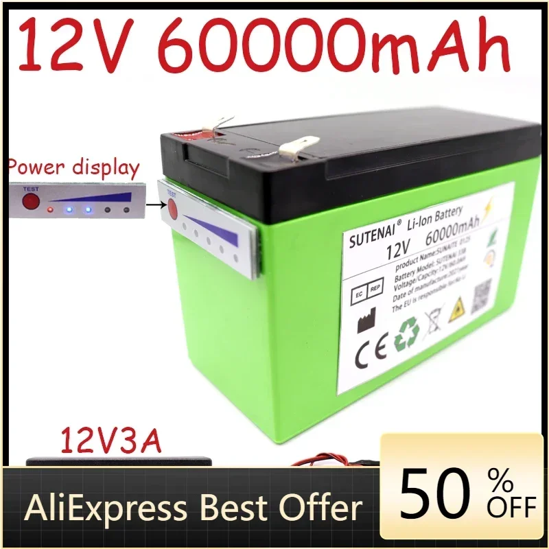 New power display 12v60a 18650 lithium battery pack is suitable for solar energy and electric vehicle battery + 12.6v3a charger
New power display 12v60a 18650 lithium battery pack is suitable for solar energy and electric vehicle battery + 12.6v3a charger