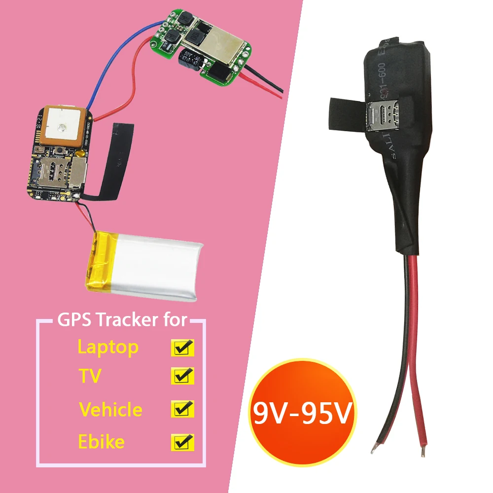 

GT01 Anti-theft GPS Tracker Wide Voltage DC 9V-95V Tracking Locator Easy to Install Laptop for TV Vehicle Bike Ebike Motorbike