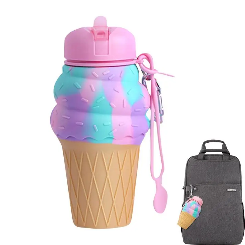 

Collapsible Water Bottle 500ml Creative Foldable Water Flask Leak-proof Cute Roll Up Water Jugs Multifunctional Sports Water