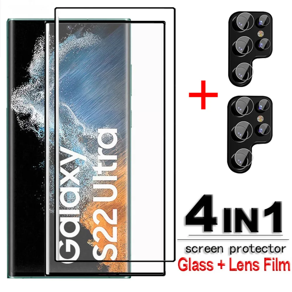 For Samsung Galaxy S22 Ultra Plus Glass 3D Full Cover Curved Screen Protector Tempered Lens Film |