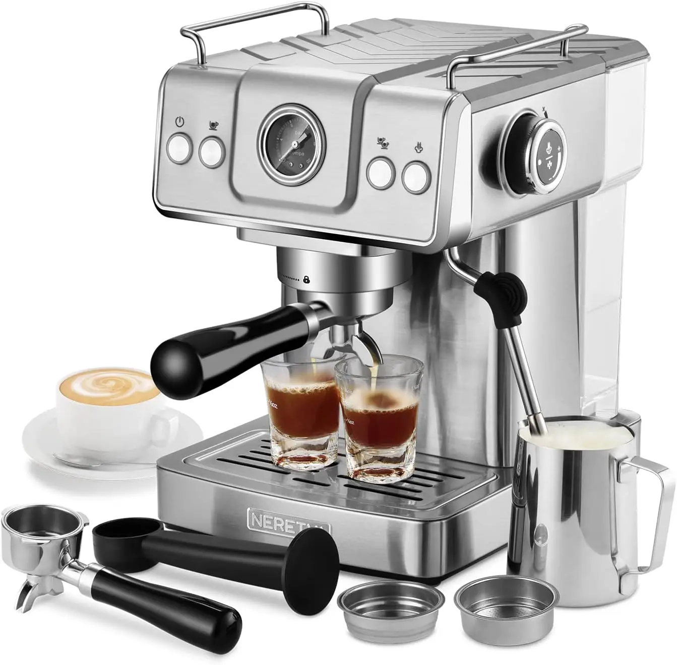 Bar Espresso Machine, Expresso Coffee Machine With Milk Foaming Steam Wand, Espresso Latter and Cappuccino Maker, 1.8L Water Tan
Bar Espresso Machine, Expresso Coffee Machine With Milk Foaming Steam Wand, Espresso Latter and Cappuccino Maker, 1.8L Water Tan