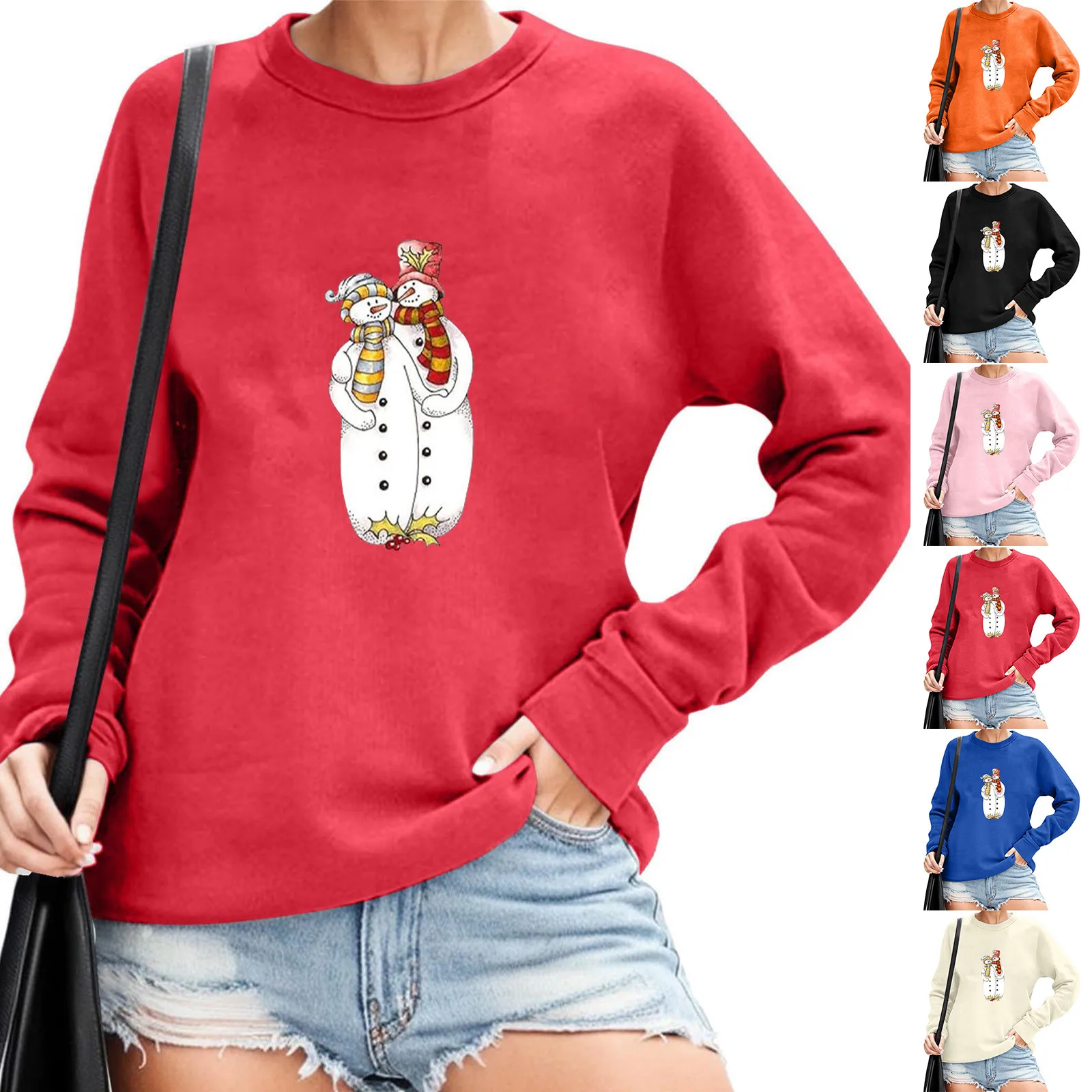 

Basics Sweatshirt Women Women's Novelty Couples Christmas Sweatershirts Unisex Christmas Snowman Ladies Long Sleeve Tunic Tops