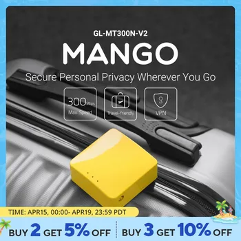 GL.iNet 망고 무선 미니 휴대용 VPN 여행 라우터, 포켓 와이파이 리피터 브리지, 모바일 핫스팟, GL MT300N V2 상품 이미지