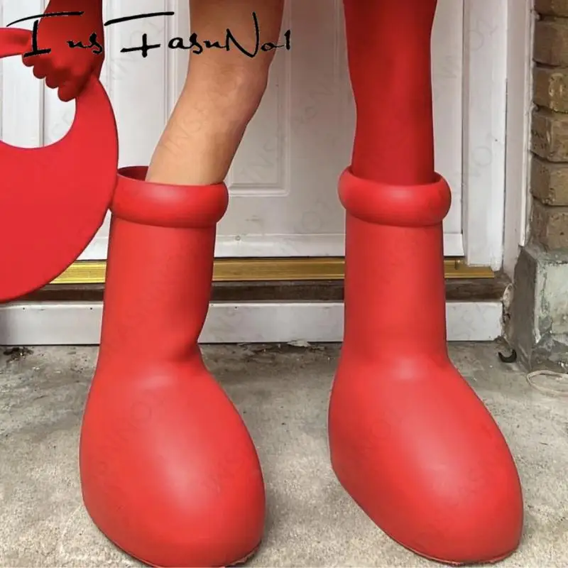 

Rubber Big Red Boots Waterproof Rain Boots Women Men Over Size Botas Street Wear Fashion Astro Boy Big Booties Platform Shoes