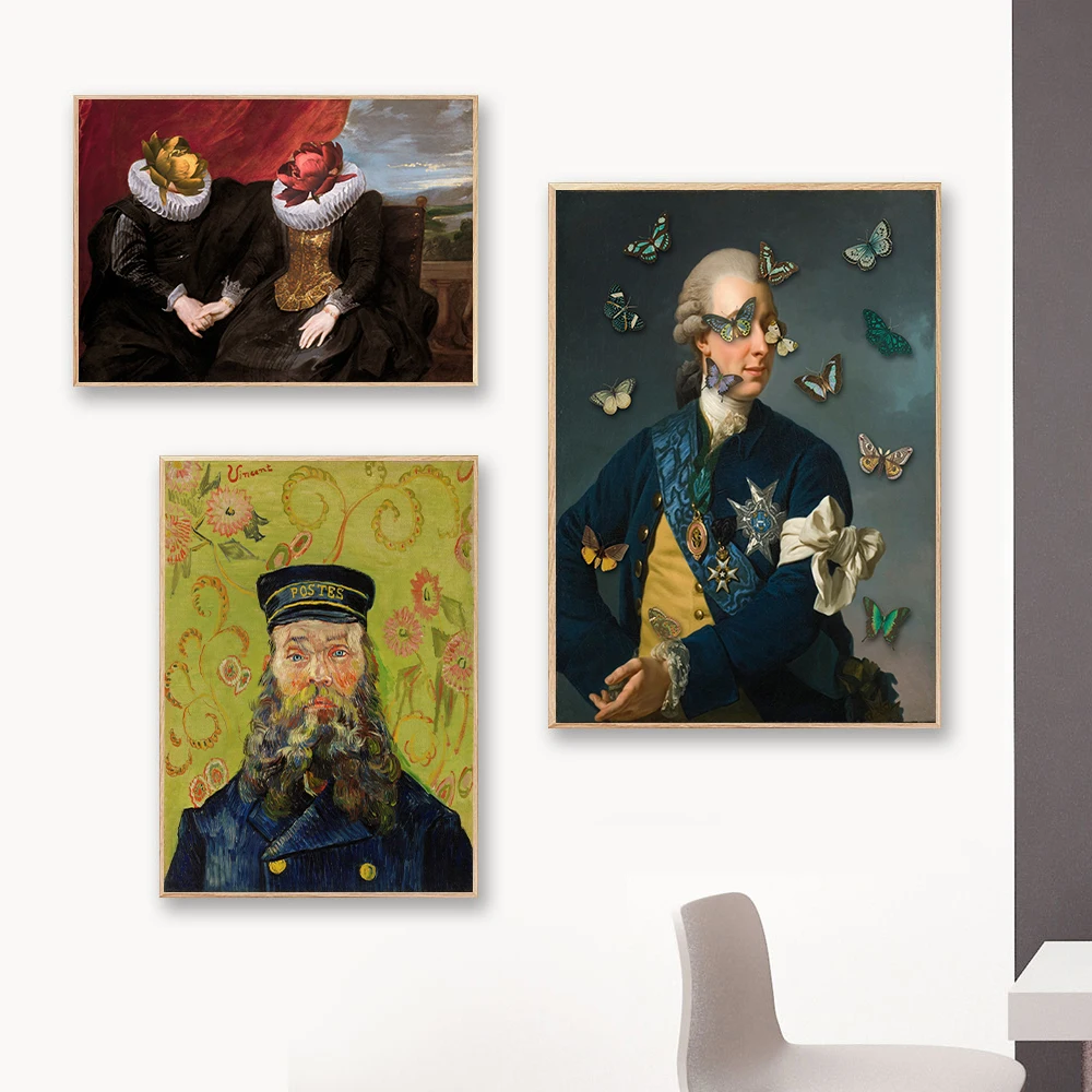 Vintage Portrait with Butterflies Canvas Painting Famous Painting The Postman Print Wall Art Pictures for Living Room Home Decor
Vintage Portrait with Butterflies Canvas Painting Famous Painting The Postman Print Wall Art Pictures for Living Room Home Decor