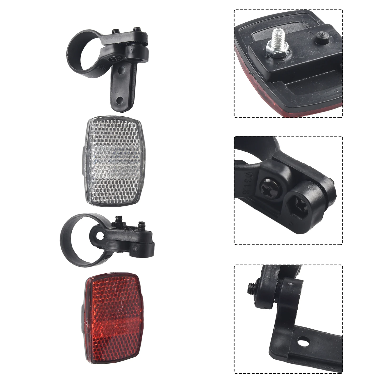 Bicycle Reflector Set Front & Rear Red & White Mounting Bracket Bike Reflector Safety Strip Night Cycling Riding Warning Equip
Bicycle Reflector Set Front & Rear Red & White Mounting Bracket Bike Reflector Safety Strip Night Cycling Riding Warning Equip