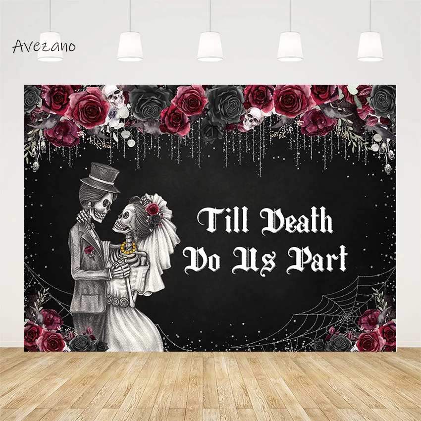

Фотофон Avezano Till Death Do Us вечерние Готический свадебный фон с цветочным рисунком мистер и миссис юбилей валентинок декор для фотостудии
