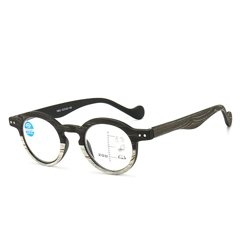 

Wood Grain Anti Blue Light Reading Glasses Women Men Progressive Multifocal Presbyopia Eyeglasses Diopter +1.0 To +4.0