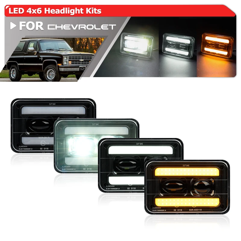 For Chevy K5 Blazer C/K/R/V Truck S10 Pickup G-Series Van Monza Camaro 4x6" Led Headlights Kit DRL/Turn Signal/Hi/Lo Sealed Beam
For Chevy K5 Blazer C/K/R/V Truck S10 Pickup G-Series Van Monza Camaro 4x6" Led Headlights Kit DRL/Turn Signal/Hi/Lo Sealed Beam