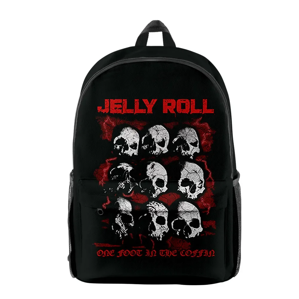 

2023 New Jelly Roll Skull Merch Bag Notebook Backpacks 3D Printed Oxford Waterproof Boys Girls Travel Bags