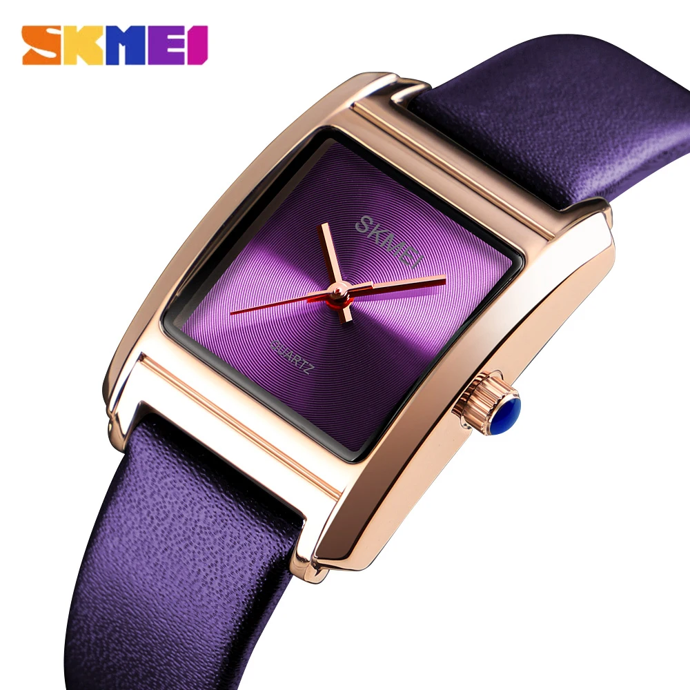 

SKMEI брендовые Роскошные прямоугольные часы для женщин модные водонепроницаемые кварцевые наручные часы Женские Простые стильные элегантные кожаные часы-браслет
