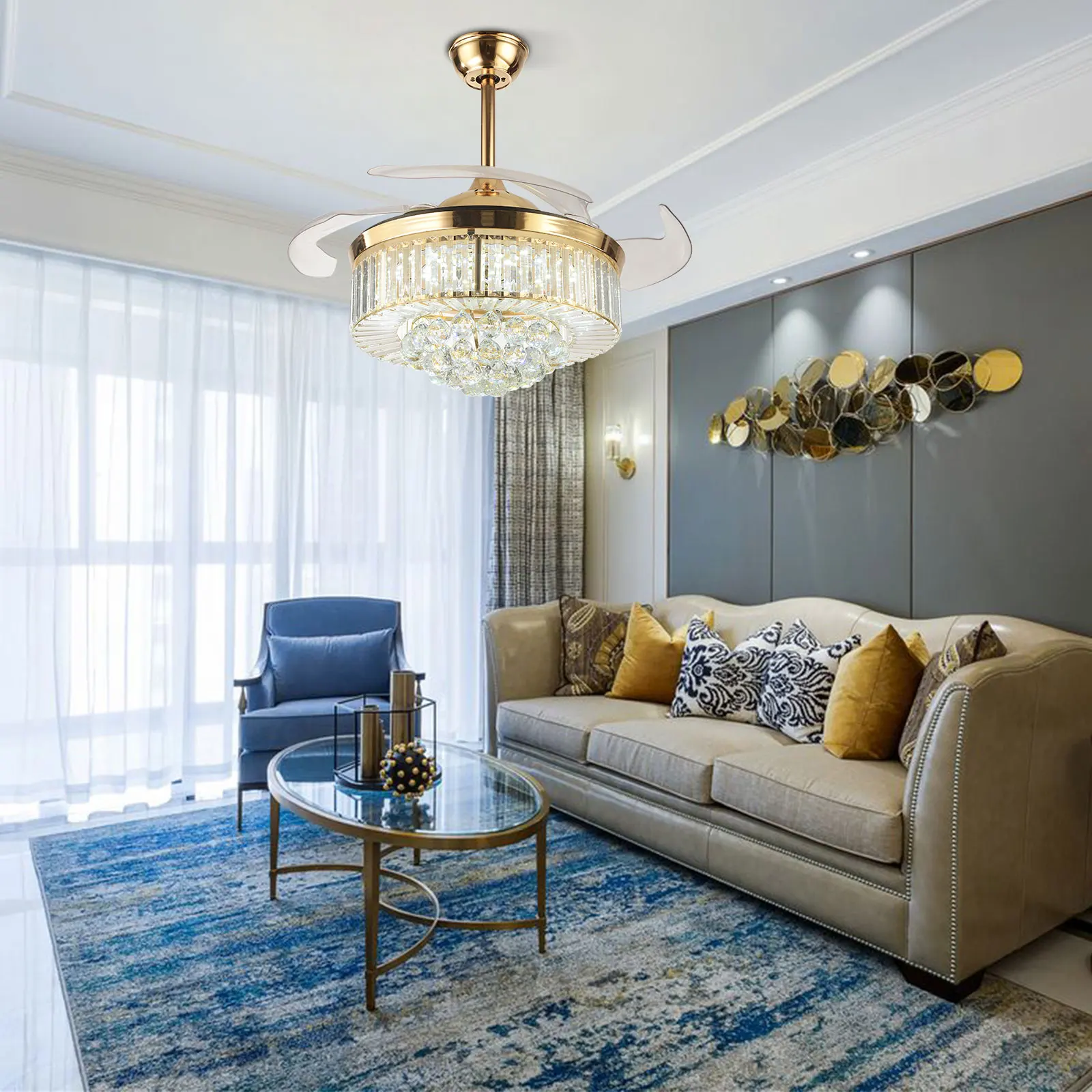 Современный потолочный вентилятор с регулируемой яркостью, хрустальный светильник с дистанционным управлением, невидимая Выдвижная люстра, искусственный светильник 42 дюйма 
Современный потолочный вентилятор с регулируемой яркостью, хрустальный светильник с дистанционным управлением, невидимая Выдвижная люстра, искусственный светильник 42 дюйма