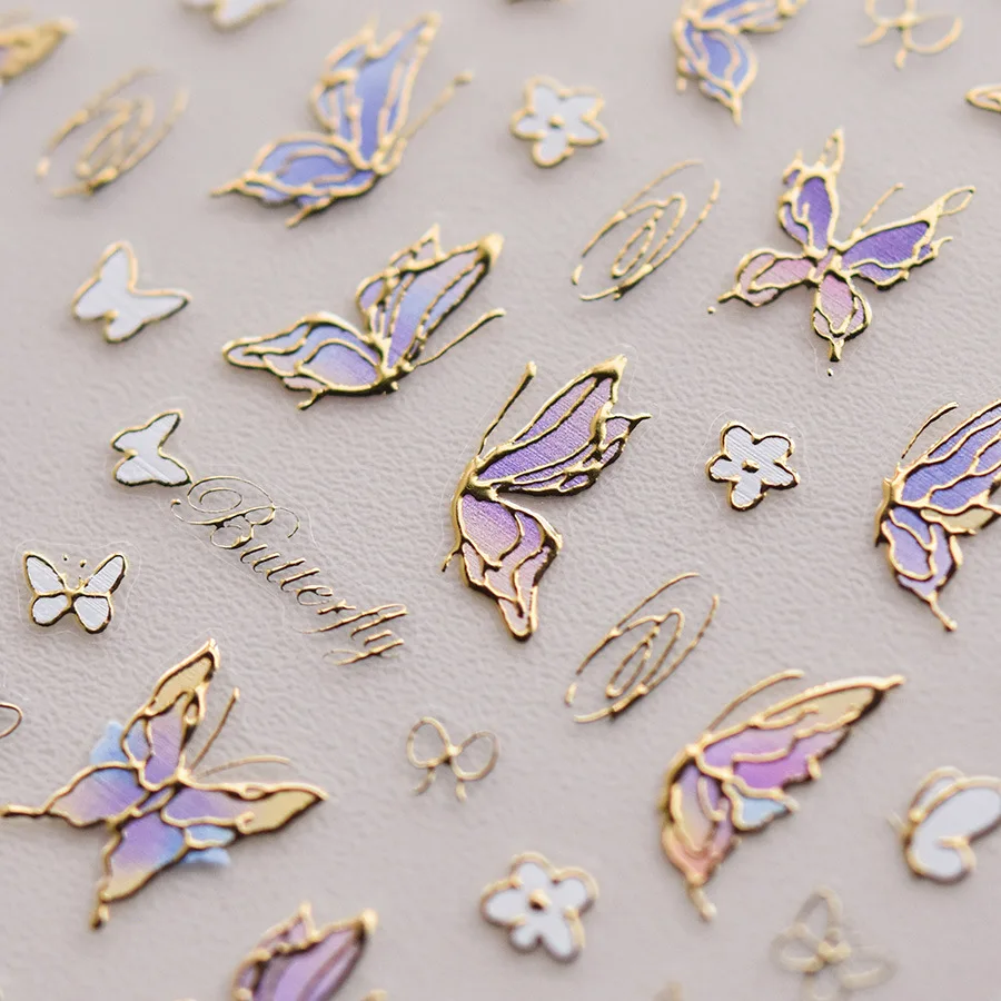 3D Holographic Purple Butterfly Nail Art Stickers Adhesive Gold Laser Foil Nail Decals For Women Girls DIY Manicure Decoration
3D Holographic Purple Butterfly Nail Art Stickers Adhesive Gold Laser Foil Nail Decals For Women Girls DIY Manicure Decoration