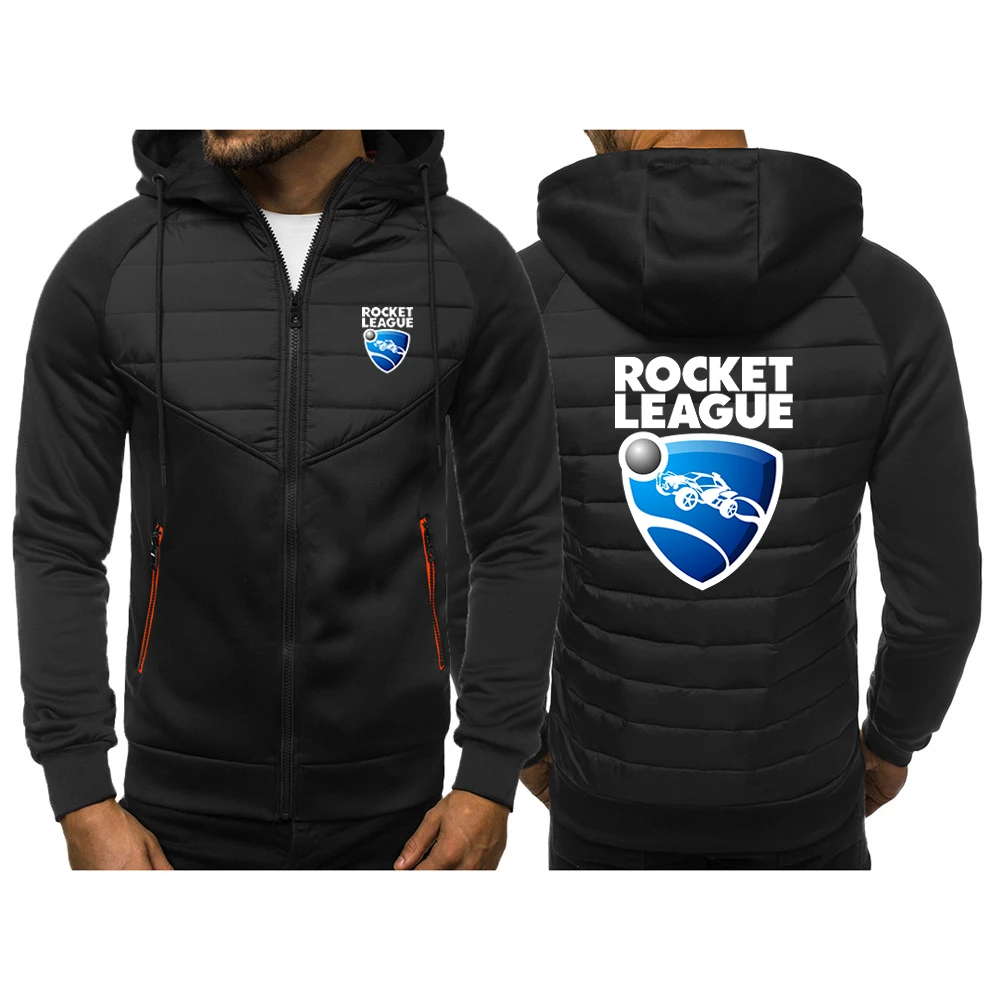 

2024 New Rocket League Hooded Jacket Spring and Autumn Men's Comfortable and Leisure Slim Three-color Spliced Zipper cotton-padd