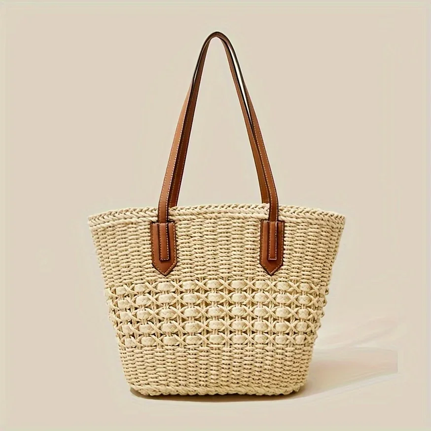 Hollow Braided Straw Travel Tote 1 S343586a70584418a875e44c47e87569dh