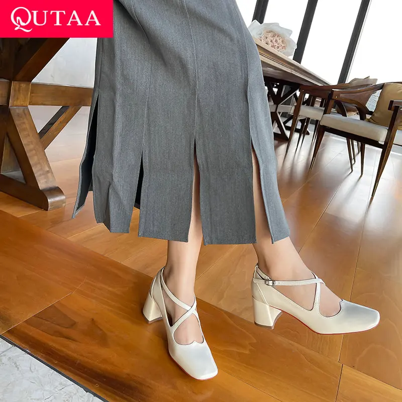 QUTAA 2023 New Arrival Women Pumps Genuine Leather Med Heel Cross-Tied Mary Janes Shoes Woman Spring Summer Size 34-39
QUTAA 2023 New Arrival Women Pumps Genuine Leather Med Heel Cross-Tied Mary Janes Shoes Woman Spring Summer Size 34-39