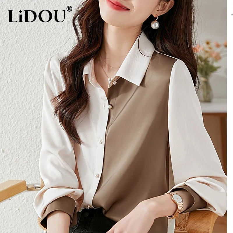 Spring Autumn New Korean Style 5XL Patchwork Long Sleeve Chiffon Shirt Ladies Lapel Elegant Fashion Top Women Simple Wild Blouse
Spring Autumn New Korean Style 5XL Patchwork Long Sleeve Chiffon Shirt Ladies Lapel Elegant Fashion Top Women Simple Wild Blouse