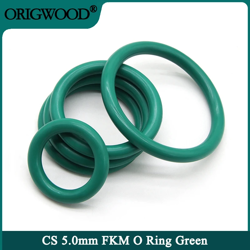 

10pcs FKM O Ring Sealing Gasket CS 5.0mm OD 16~100mm Insulation Oil Resistant High Temperature Resistance Fluorine Rubber Rings