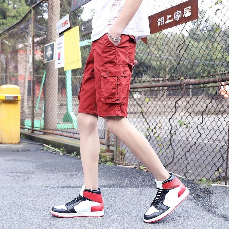 

Male Bermuda Short Pants Luxury Hevy Whate New In Men's Cargo Shorts Elastic Waist Front Pocket Big and Tall Nylon Casual Jorts